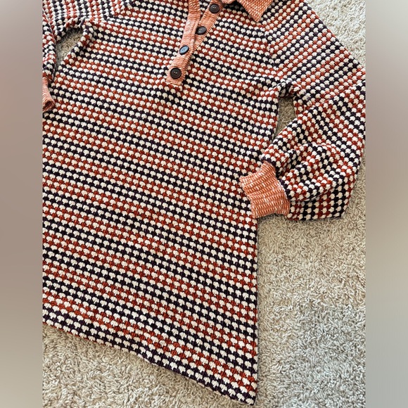 Free People Orange/Purple Chenille Knit Houndstooth Checkered Patterned Dress XS - Picture 9 of 15